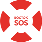 the words Vostok SOS in the centre of a stylized lifeguard throw ring