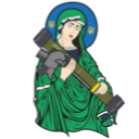 image of religious inspired figure holding a Javelin anti-tank missle